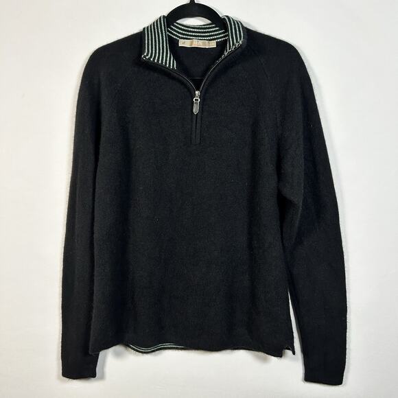 Raffi Cashmere Sweater Chic Timeless Luxury Pullover 1/4 Zip Men's Black Large - Picture 1 of 7
